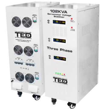 Stabilizator trifazat 242V-520V 70KW cu ServoMotor si sinusoidala pura + ecran LCD cu valorile tensiunii, TED Electric TED000064 Stabilizatoare de tensiune... - Stabilizator trifazat..., sercomelectric.ro