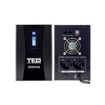 UPS 2100VA 1200W cu Stabilizator si Management, 2x Schuko, Ecran LCD si 2x Acumulator 12V 9Ah, TED Electric TED004659 Sursa Neintreruptibila - UPS 2100VA 1200W cu..., sercomelectric.ro