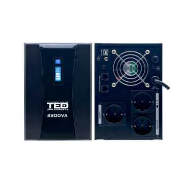UPS 2200VA 1250W cu Stabilizator si Management, 3x Schuko, Ecran LCD si 4x Acumulator 12V 7Ah, TED Electric TED004666 Sursa Neintreruptibila - UPS 2200VA 1250W cu..., sercomelectric.ro