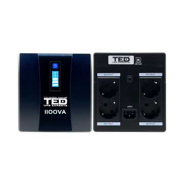 UPS 1100VA 600W cu Stabilizator si Management, 4x Schuko, Ecran LCD si 2x Acumulator 12V 7Ah, TED Electric TED004628 Sursa Neintreruptibila - UPS 1100VA 600W cu..., sercomelectric.ro