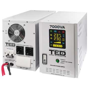 UPS Pentru Centrala, Sursa Curent Centrala 7000VA 5000W cu Ecran LCD si Sinusoidala Pura, Utilizeaza 4x Baterie 12V, Ted Electri UPS-uri pentru centrala si... - UPS Pentru Centrala, Sursa..., sercomelectric.ro