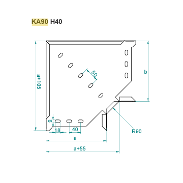 Jgheab metalic si accesorii - Cot orizontal 90⁰ pentru..., sercomelectric.ro
