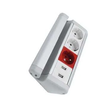Doza aplicata pentru blat, metalica alba, 8 module, IK10, IP65