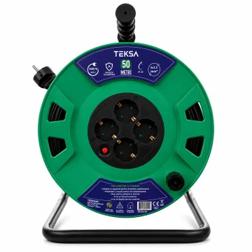     Prelungitoare si...
 - Derulator electric cu 4 prize, cablu 3x2.5 mmp, 50 metri, cu protectie termica TEKSA, sercomelectric.ro