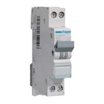     
 - Siguranta automata, 1P+N, 25A, curba B, 4.5kA, Hager, sercomelectric.ro
