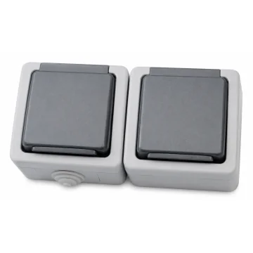     Cleme derivatie
 - Priza aplicata dubla cu capac gri, IP54, 16A, Eurolamp, sercomelectric.ro