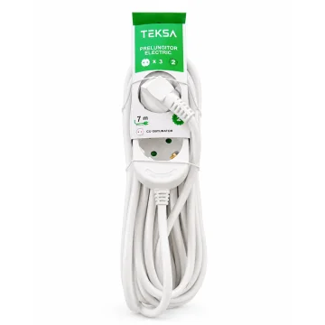     Prelungitoare si...
 - Prelungitor  3P - 7 metri, cablu 3x1.5mmp, cu protectie copil, TEKSA, sercomelectric.ro