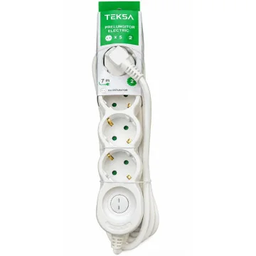     Conectica electrica
 - Prelungitor 5P - 7 metri, cablu 3x1.5mmp, cu protectie copil, TEKSA, sercomelectric.ro