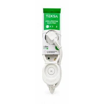     Prelungitoare si...
 - Prelungitor  3P - 1.5 metri, cablu 3x1.5mmp, cu intrerupator si protectie copil, TEKSA, sercomelectric.ro