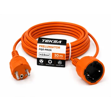    Prelungitoare si...
 - Prelungitor fisa-priza, cablu 3x2.5 mmp, 30 metri, cu protectie copil TEKSA, sercomelectric.ro