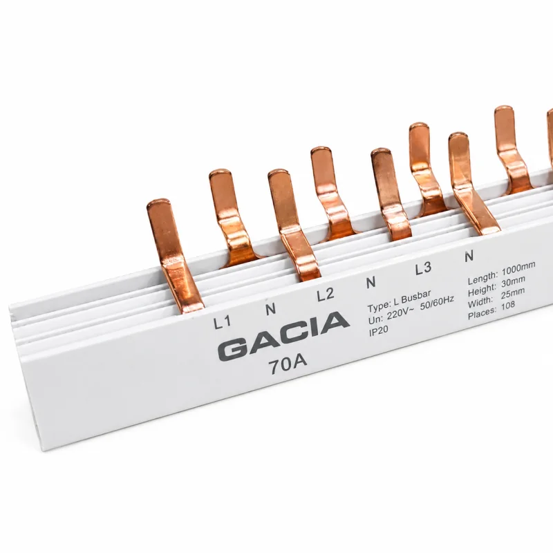Bus-Bar L1NL2NL3N pentru 1P+N - 108 pini, 1 metru, 70A, GACIA