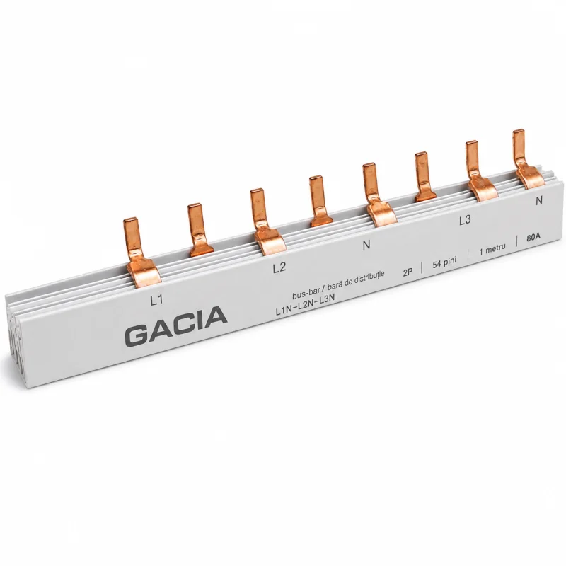 Bus-bar L1NL2NL3N pentru 2P - 54 pini, 1 metru, 80A, GACIA