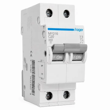     
 - Siguranta automata, 2P, 16A, curba C, 4.5kA, Hager, sercomelectric.ro