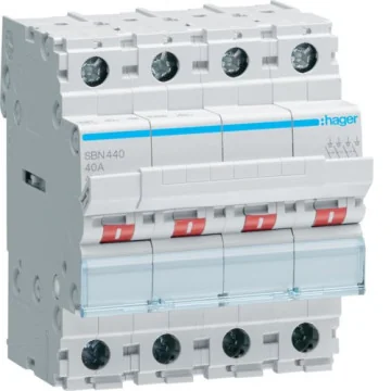     Sigurante fuzibile si...
 - Intrerupator modular (separator), 4P, 40A, 400V, Hager, sercomelectric.ro