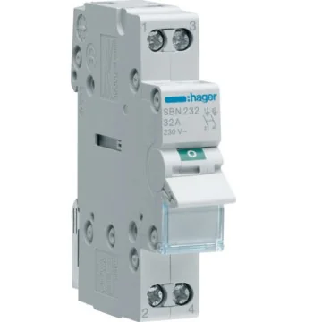     
 - Inversor modular (comutator), 2P, 32A, 230V, I-0-II, punct comun inferior, Hager, sercomelectric.ro