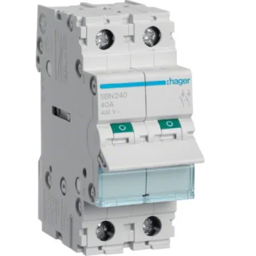     
 - Inversor modular (comutator), 2P, 40A, 230V, I-0-II, punct comun superior, Hager, sercomelectric.ro