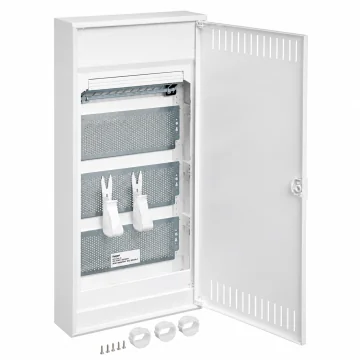     Tablouri si sigurante
 - Tablou multimedia aparent Volta, 48 module, 3 prize Schuko, accesorii montaj, Hager, sercomelectric.ro