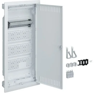     Tablouri si dulapuri electrice
 - Tablou multimedia Volta, 48 module, 3 prize Schuko, accesorii montaj, pentru gips-carton, Hager, sercomelectric.ro