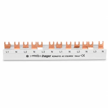     Bus-bar
 - Bareta de conexiune tip furca, 3P+N, 16 mmp, 12 module, Hager, sercomelectric.ro
