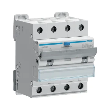     
 - Disjunctor diferential, 4P, 20A, 30mA, curba B, 6kA, tip A, Hager, sercomelectric.ro