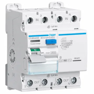     Tablouri si sigurante
 - Intrerupator diferential, 4P, 40A, 30mA, tip B, Hager, sercomelectric.ro