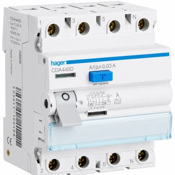     Tablouri si sigurante
 - Intrerupator diferential, 4P, 40A, 300mA, tip A, Hager, sercomelectric.ro