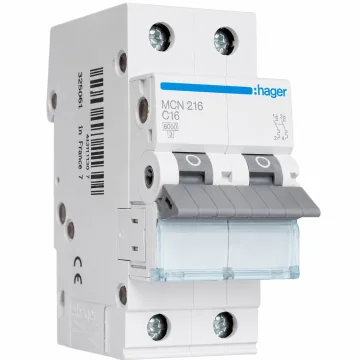     
 - Siguranta automata, 2P, 16A, curba C, 6kA, Hager, sercomelectric.ro