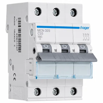     
 - Siguranta automata, 3P, 25A, curba C, 6kA, Hager, sercomelectric.ro