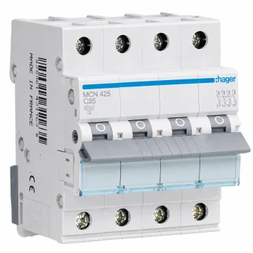     
 - Siguranta automata, 4P, 25A, curba C, 6kA, Hager, sercomelectric.ro