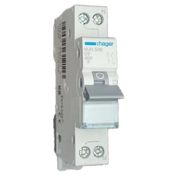     
 - Siguranta automata, 1P+N, 6A, curba C, 4.5kA Hager, sercomelectric.ro