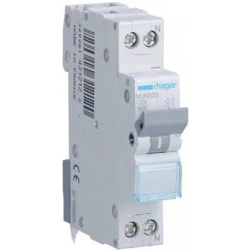     
 - Siguranta automata, 1P+N, 25A, curba C, 4.5kA Hager, sercomelectric.ro