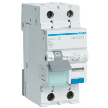     
 - Disjunctor diferential, 1P+N, 10A, 30mA, curba B, 6kA, tip A, Hager, sercomelectric.ro