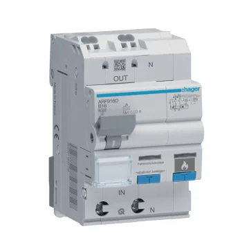     Descarcatoare supratensiune
 - Dispozitiv protectie la arc electric (AFDD) cu disjunctor diferential, 1P+N, 16A, 30mA, curba B, 6kA, tip A, sercomelectric.ro