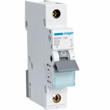     
 - Siguranta automata, 1P, 6A, curba B, 6kA, Hager, sercomelectric.ro