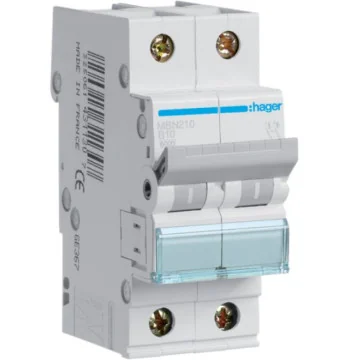     
 - Siguranta automata, 2P, 10A, curba B, 6kA Hager, sercomelectric.ro