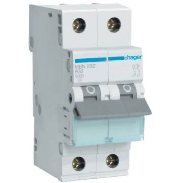     
 - Siguranta automata, 2P, 32A, curba B, 6kA Hager, sercomelectric.ro