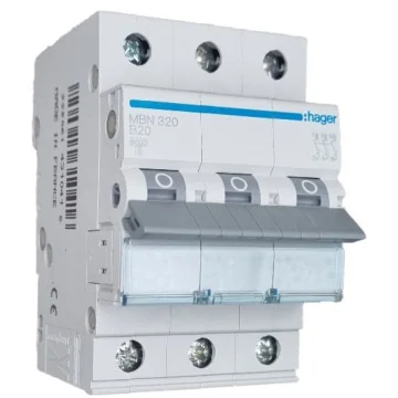     
 - Siguranta automata, 3P, 20A, curba B, 6kA Hager, sercomelectric.ro