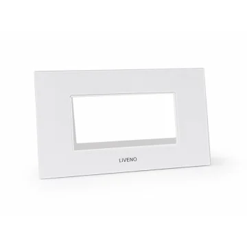     Prize si intrerupatoare
 - Rama ornament 4 module, alb, finisaj lucios tip sticlă, Liveno, sercomelectric.ro